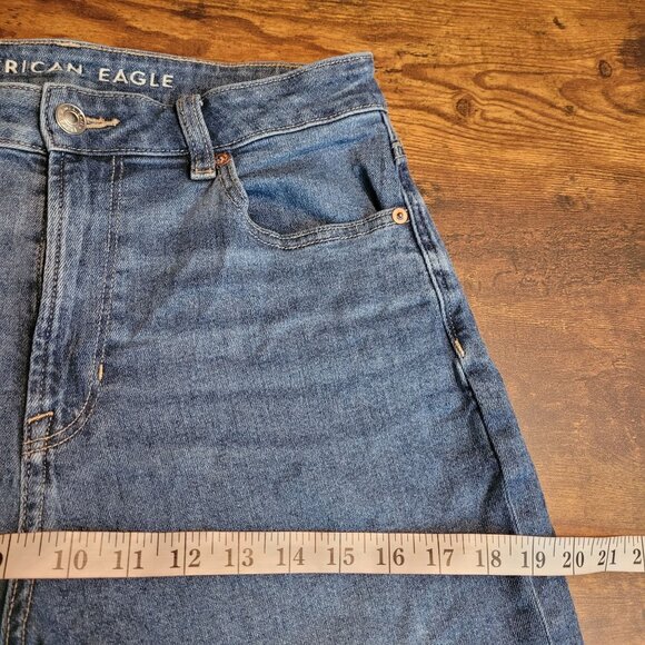American Eagle Mom Jeans 8 R High Rise Medium Wash Stretch Denim - Picture 8 of 11